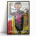 Large abstract wall art featuring dynamic, multicolored shapes on a black acrylic frame, suitable for modern art wall decor.