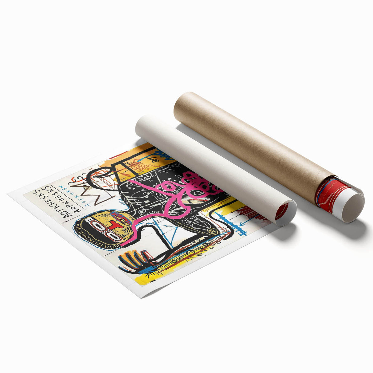 Extra large rolled print featuring a contemporary floral design in vibrant colors, ideal for classy bathroom wall art.