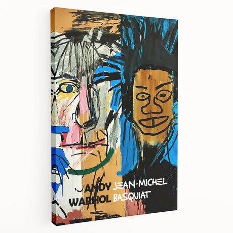 Contemporary Basquiat-inspired artwork on stretched canvas featuring vibrant primary colors, ideal for kitchen wall art.