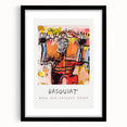 Extra large abstract art print with vibrant, colorful textured design on framed black mat, ideal for living room decor.
