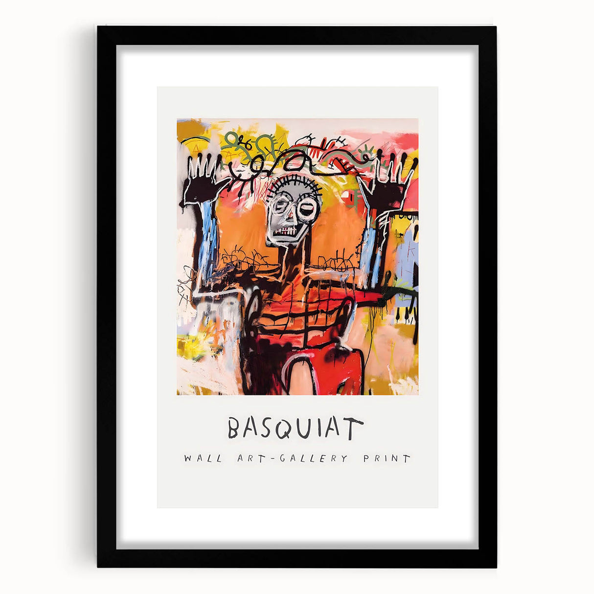 Extra large abstract art print with vibrant, colorful textured design on framed black mat, ideal for living room decor.