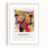 Abstract art print featuring a bold, avant-garde Basquiat design in a white frame.