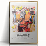 Large art print featuring an avant-garde Basquiat design in gold and black, framed acrylic, ideal for modern art wall decor.