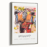 Framed canvas featuring a contemporary landscape art painting with vibrant colorful elements on a black background.