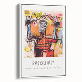 Extra large vintage poster art featuring a colorful, abstract Basquiat design on a framed canvas.