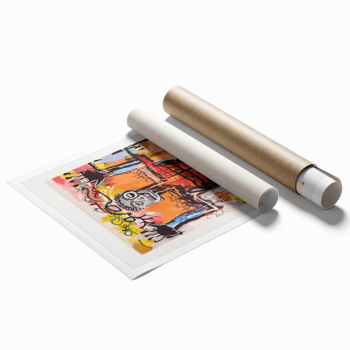 Extra large rolled print featuring avant-garde floral art in vibrant colors, ideal for classy bathroom wall art.