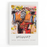 Black and white abstract Basquiat-style artwork on stretched canvas, suitable for kitchen art.
