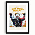 Extra large, colorful abstract art print featuring textured, avant-garde Basquiat design on a framed canvas.