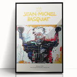 Large abstract wall art featuring avant-garde Basquiat design in black and white, framed acrylic.