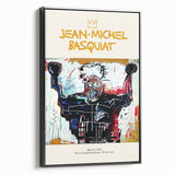 Black and white abstract Basquiat-style artwork on framed canvas, ideal for modern bedroom ambiance.