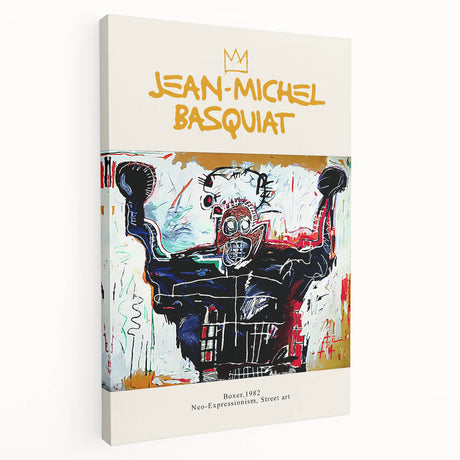 Contemporary Basquiat-inspired artwork on stretched canvas featuring bold primary colors, ideal for kitchen wall art.