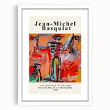 Abstract art print featuring dynamic, multicolored graffiti-style patterns on a white framed canvas.