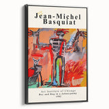 Black and white abstract Basquiat-style wall art on framed canvas, ideal for modern bedroom decor.