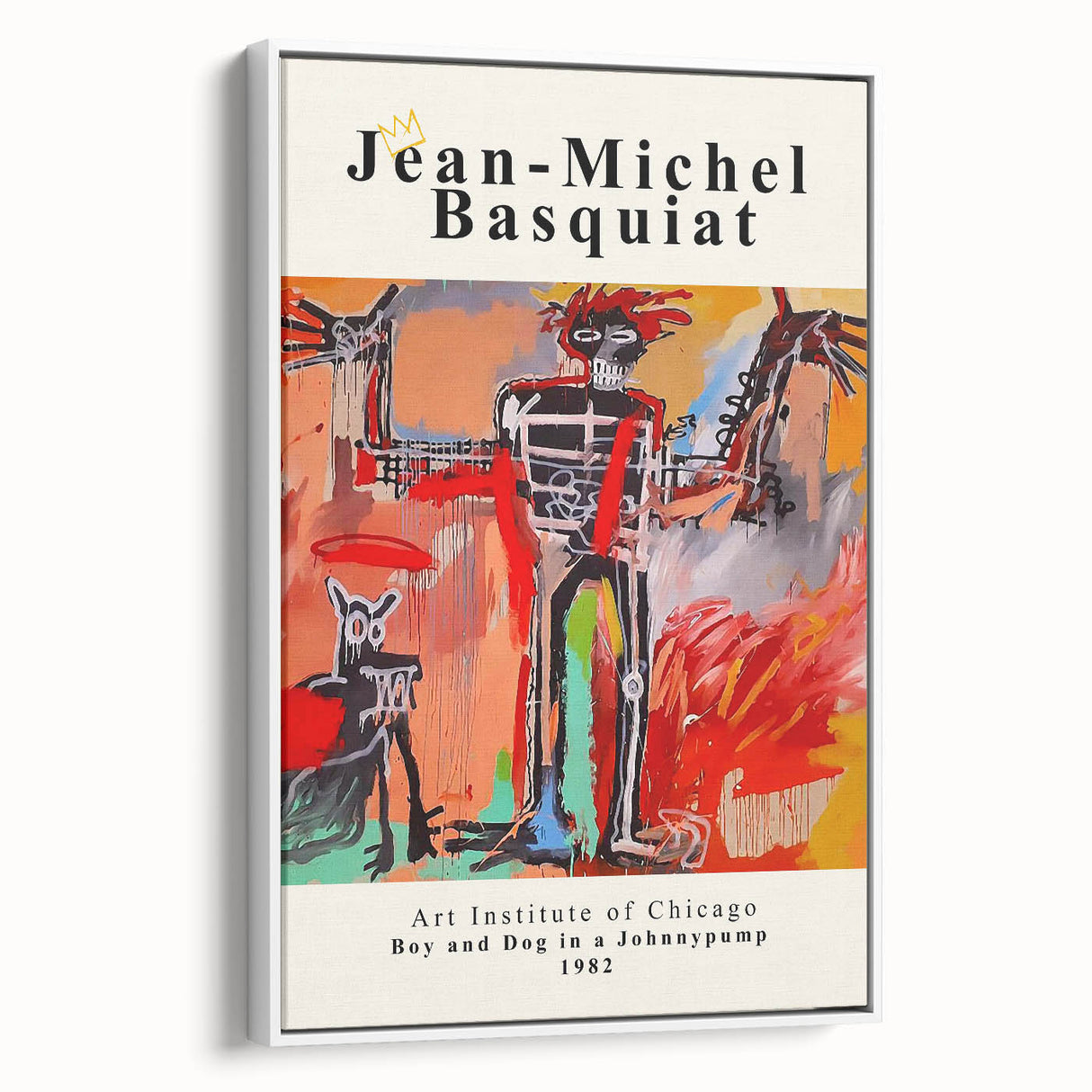 Vintage poster art featuring a colorful abstract design on a large framed canvas, ideal for living room decor.