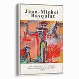 Vintage poster art featuring a colorful abstract design on a large framed canvas, ideal for living room decor.
