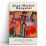 Large black and white Basquiat-inspired abstract art on stretched canvas, suitable for kitchen or bedroom wall decor.