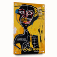 Large abstract wall art on acrylic glass featuring avant-garde Basquiat design in vibrant colors.