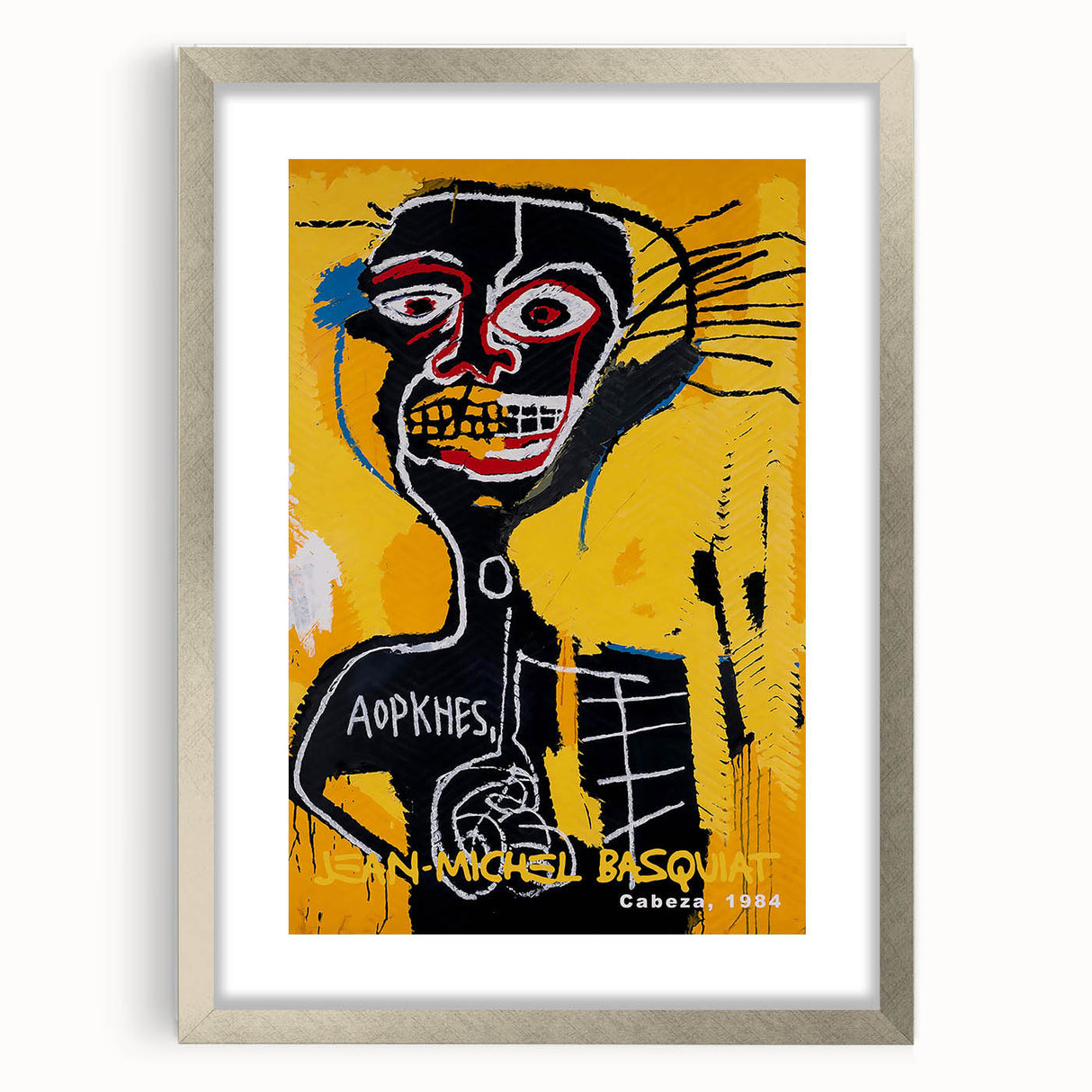 Textured abstract art print in vibrant colors on a framed canvas, ideal for modern bedroom decor.