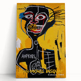 Large black and white abstract art on stretched canvas, featuring dynamic shapes.