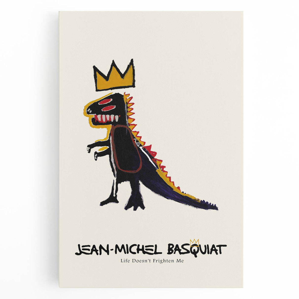 Large black and white abstract Basquiat-style artwork on stretched canvas, suitable for kitchen wall art.