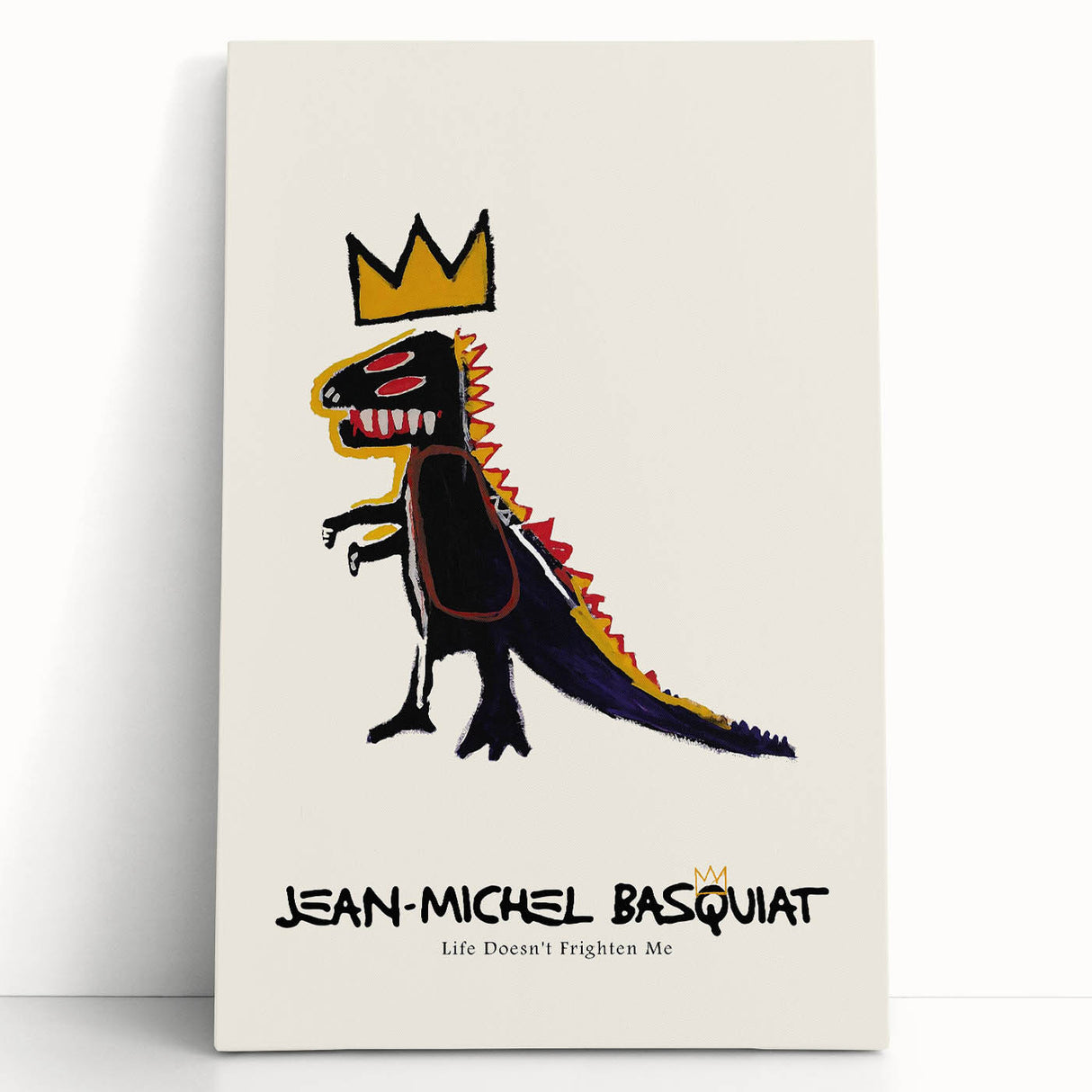 Large black and white abstract Basquiat-inspired art on stretched canvas, ideal for kitchen wall art or bedroom ambiance.