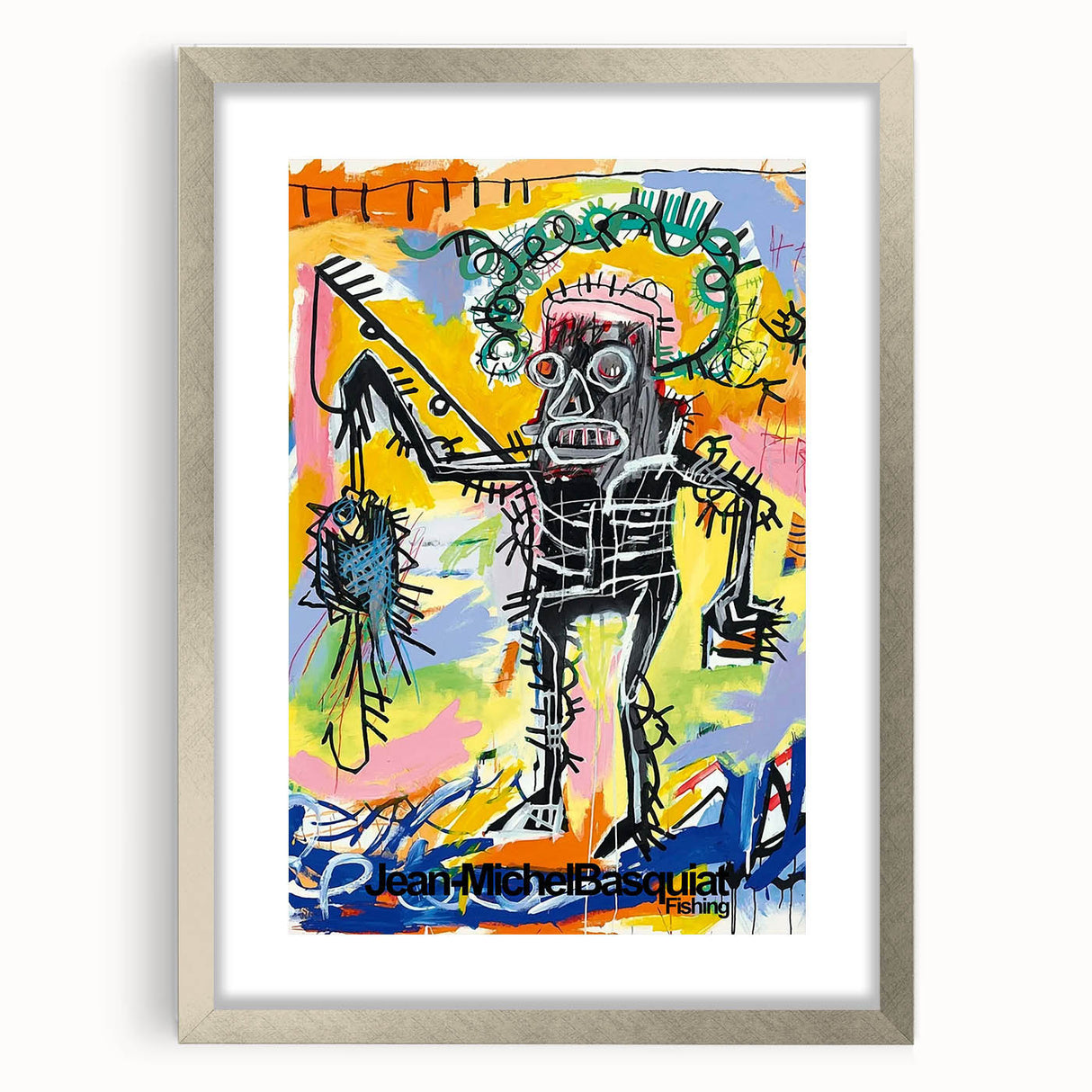 Textured abstract art print in vivid colors on a framed canvas, suited for enhancing a bedroom's decor.