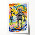 Abstract floral design in bright colors on a rolled print, suitable for art wall dining room or classy bathroom.