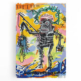 Black and white abstract Basquiat-style art on stretched canvas, ideal for kitchen wall art.