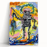 Large black and white Basquiat-inspired abstract art on stretched canvas, ideal for kitchen wall art or bedroom ambiance.