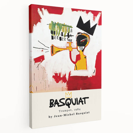 Large avant-garde Basquiat-inspired artwork on stretched canvas, featuring vibrant primary colors.