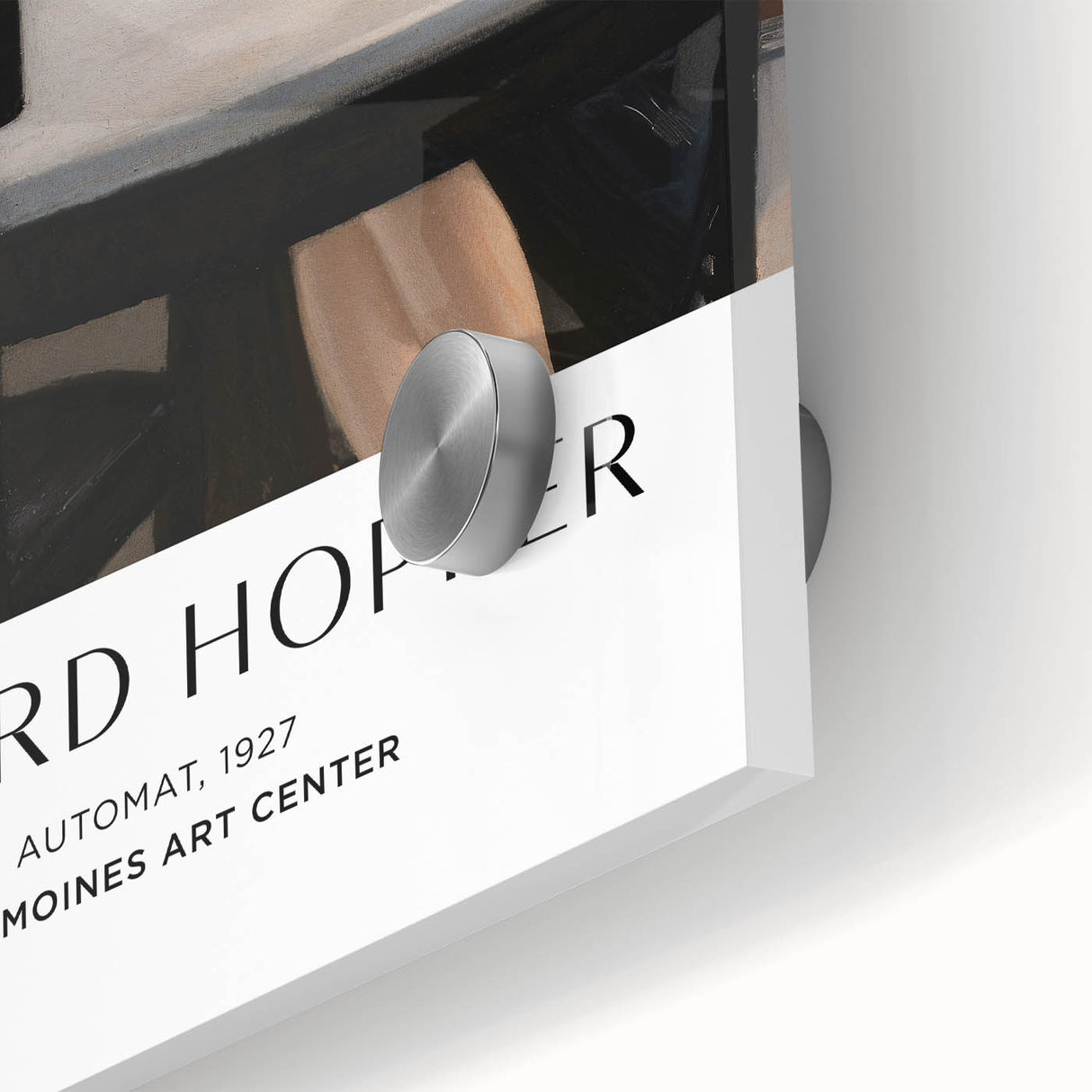 Mid-century modernist art with abstract design in muted earth tones on acrylic glass, ideal for dining room ambiance.