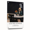 Acrylic print of an Edward Hopper-inspired contemporary scene in muted tones, ideal for dining room decor.