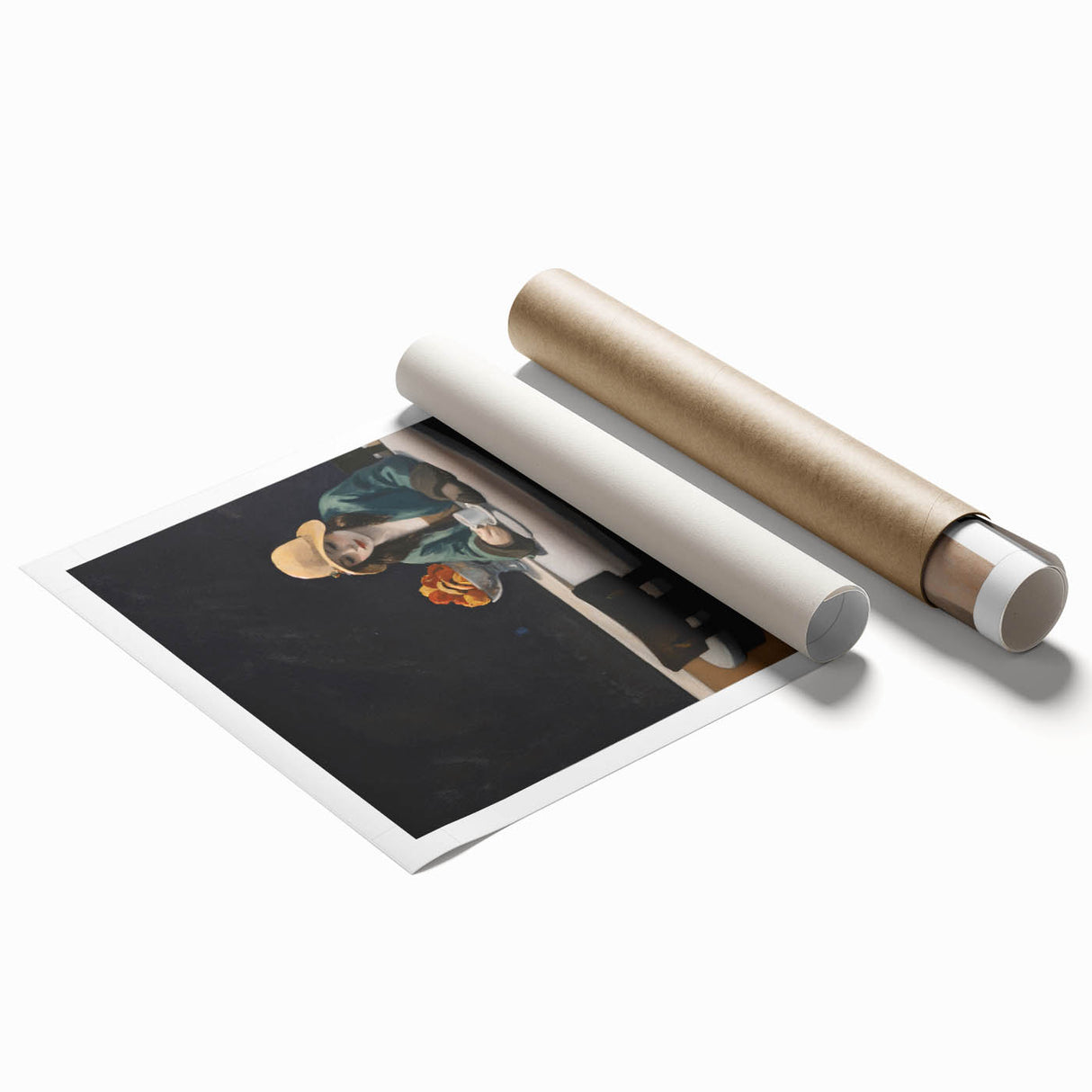 Extra large floral art on rolled print, featuring soft pink and green hues, ideal for classy bathroom wall decor.