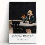Black and white Edward Hopper design on stretched canvas, featuring an urban scene.