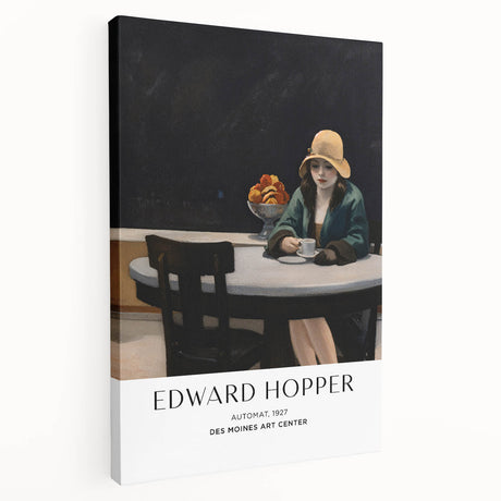 Edward Hopper-inspired large art on stretched canvas, featuring muted urban scene, ideal for kitchen wall art.