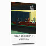 Large abstract wall art on acrylic glass depicting a modernist Edward Hopper design in muted colors.
