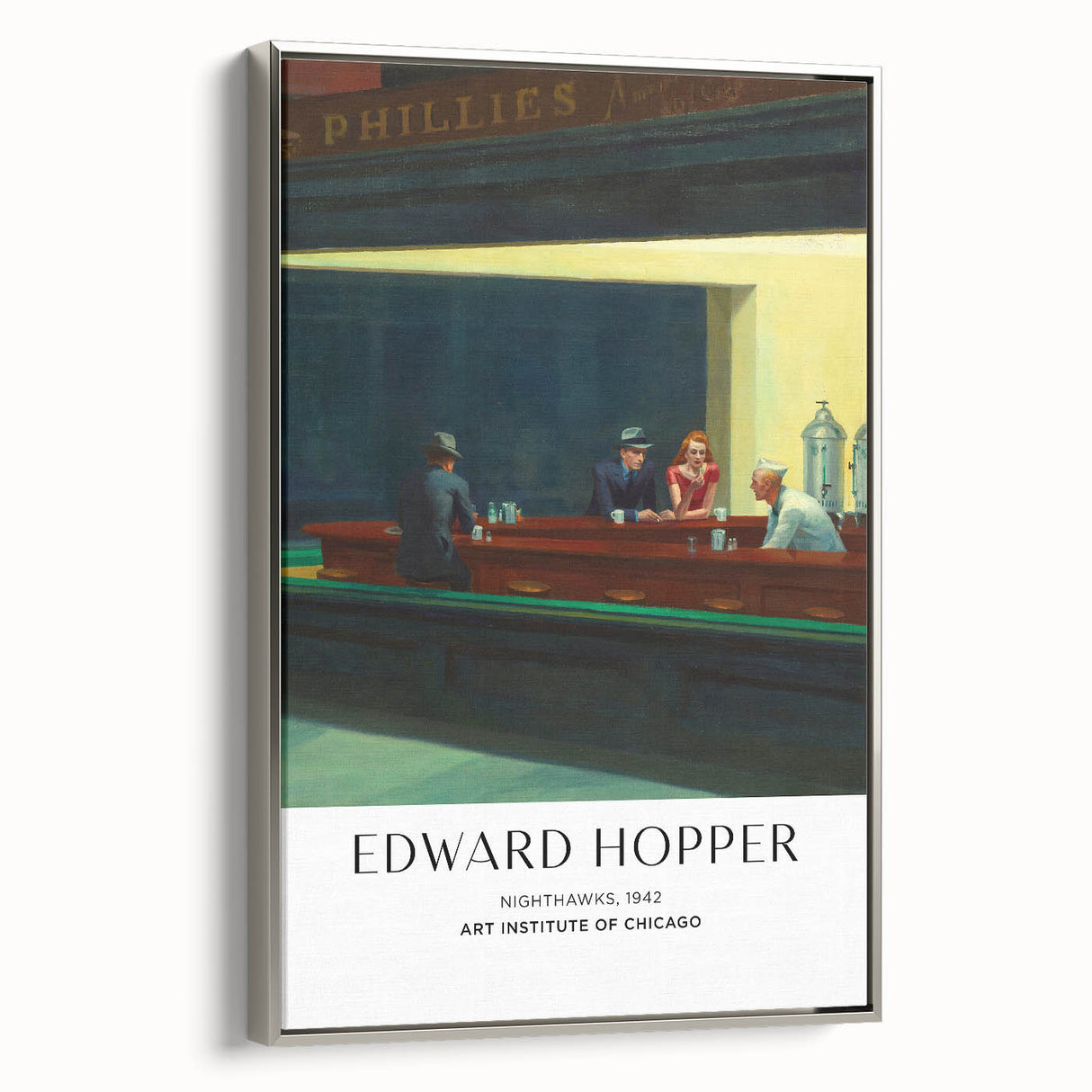 Framed canvas of Edward Hopper-inspired landscape painting featuring muted colors and vintage style.