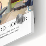 Mid-century modernist large abstract wall art on acrylic glass, featuring muted earth tones, ideal for dining room ambiance.