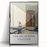 Mid-century modernist art depicting a serene landscape in muted earth tones, framed acrylic, suitable for nursery wall art.