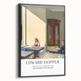 Black and white framed canvas of an Edward Hopper vintage landscape, ideal for bedroom wall art.