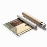 Extra large rolled print featuring a floral design in muted pastel shades.