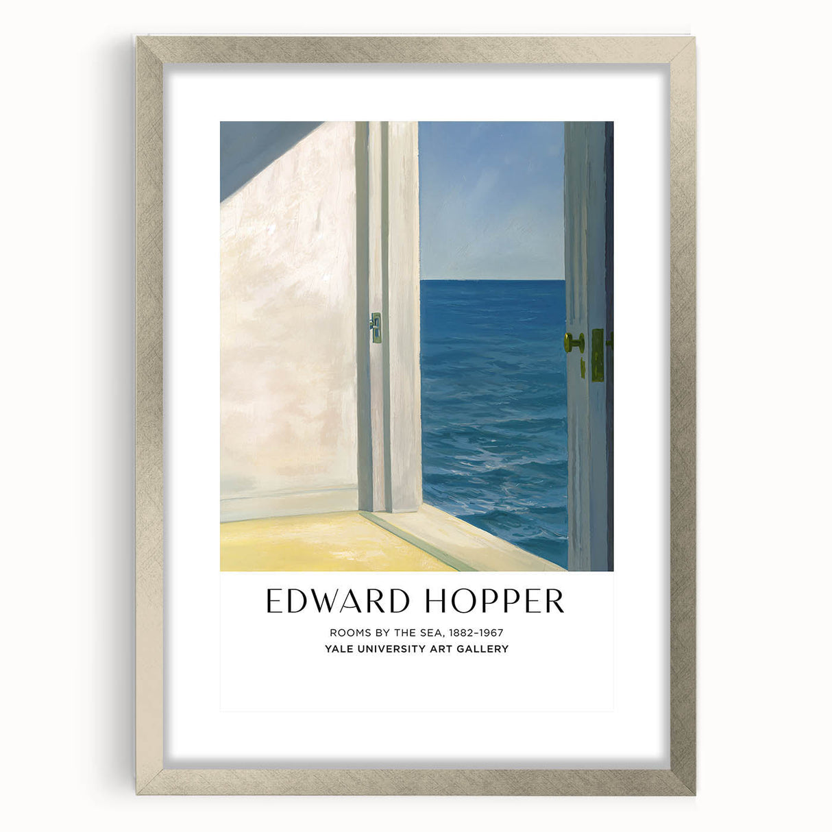Textured abstract art print in silver frame, featuring muted earth tones, ideal for bedroom art decor.