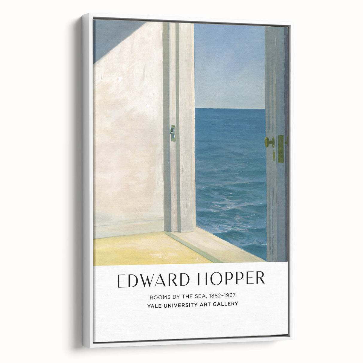 Vintage poster art featuring a black and colorful Edward Hopper design on an extra large framed canvas.
