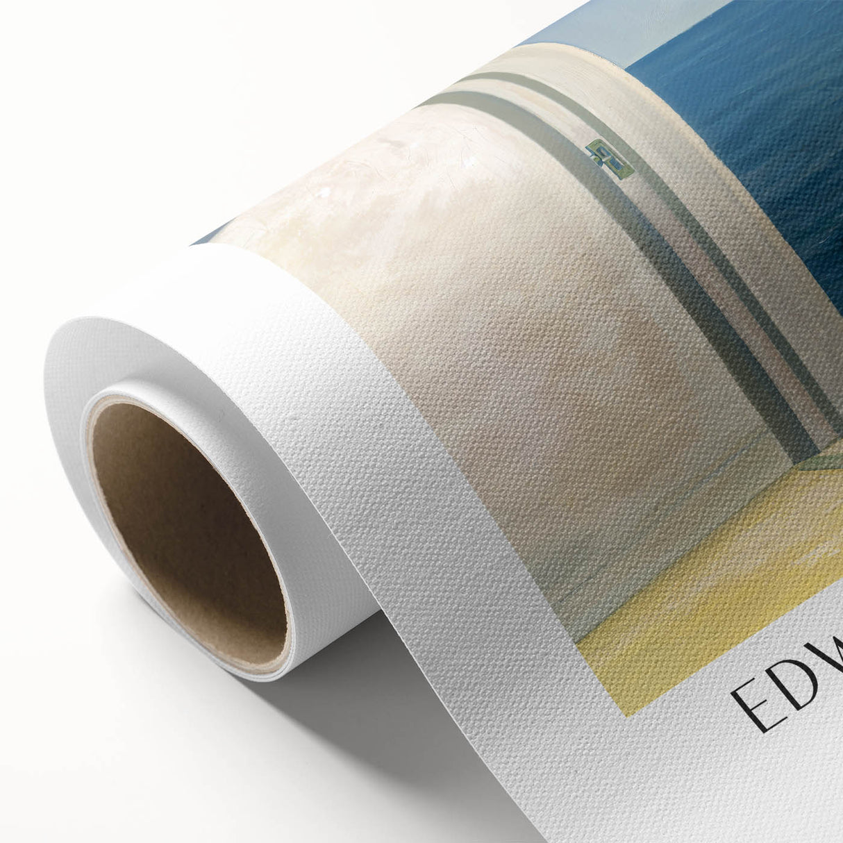 Art Deco style poster of a serene landscape in soft pastel colors, printed on rolled canvas, suitable for nursery wall art.