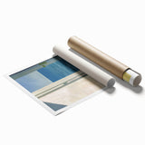 Extra large rolled print of a floral design in muted watercolor tones, suitable for classy bathroom wall art.