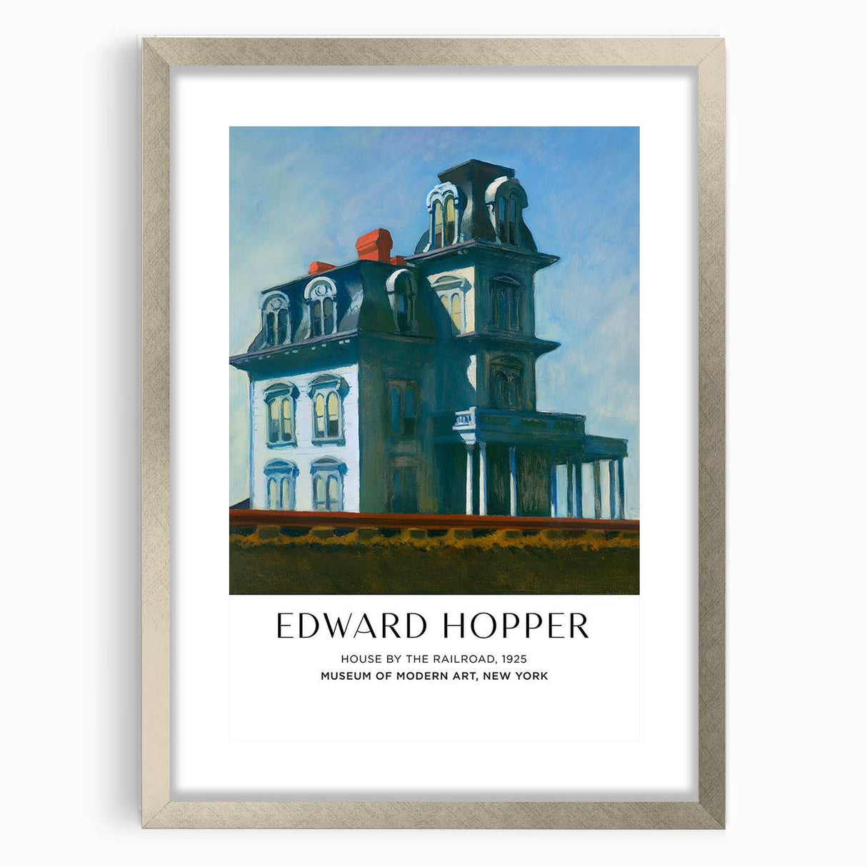 Textured abstract art print in neutral tones on a framed canvas, suitable for bedroom wall decor.