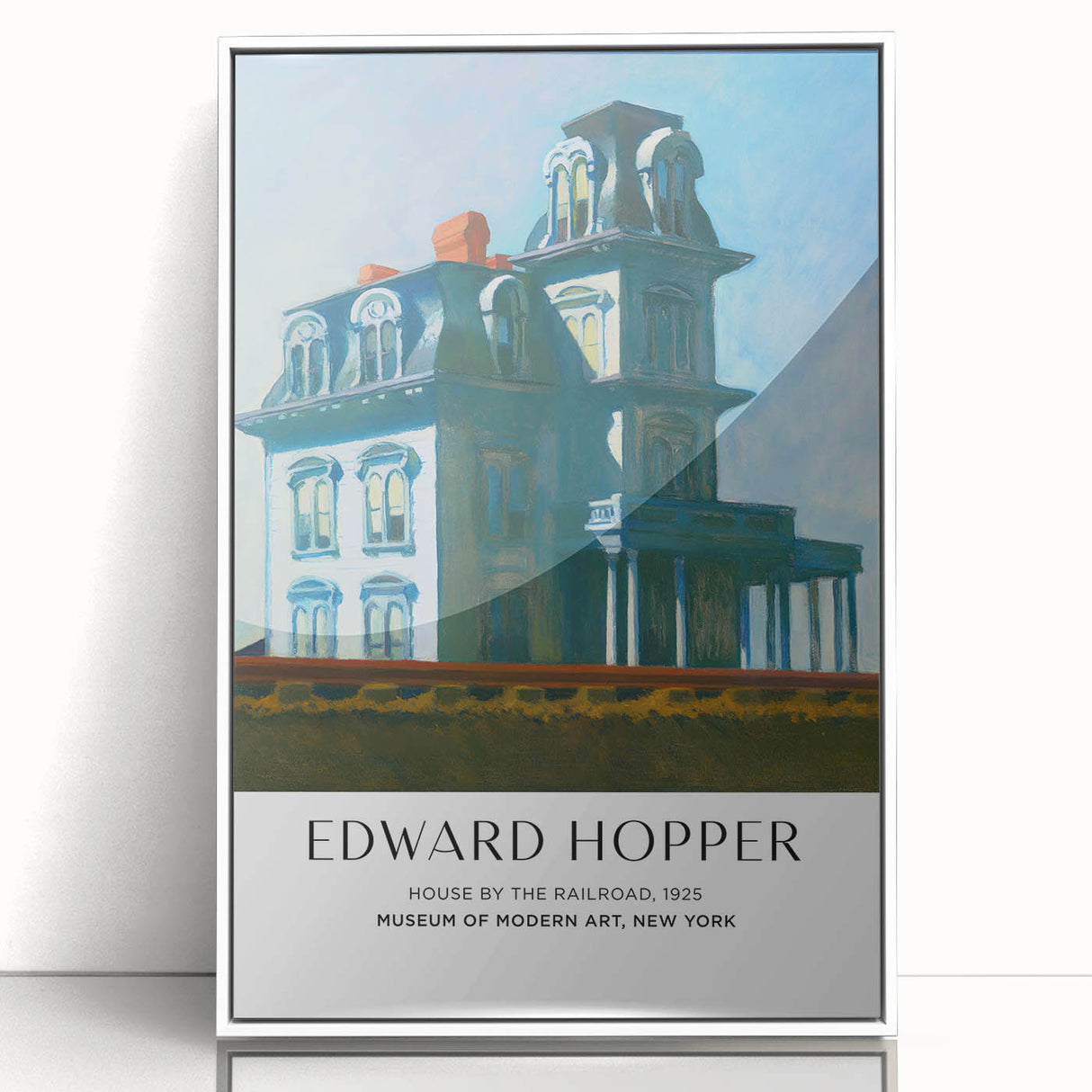 Art deco poster featuring a modern art wall decor scene in muted colors on a framed acrylic, suitable for nursery wall art.