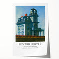 Edward Hopper-inspired floral art on a rolled print, featuring soft pastel colors.