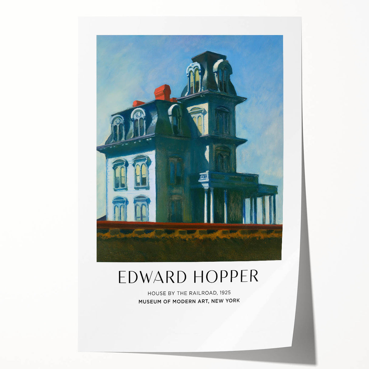 Edward Hopper-inspired floral art on a rolled print, featuring soft pastel colors.