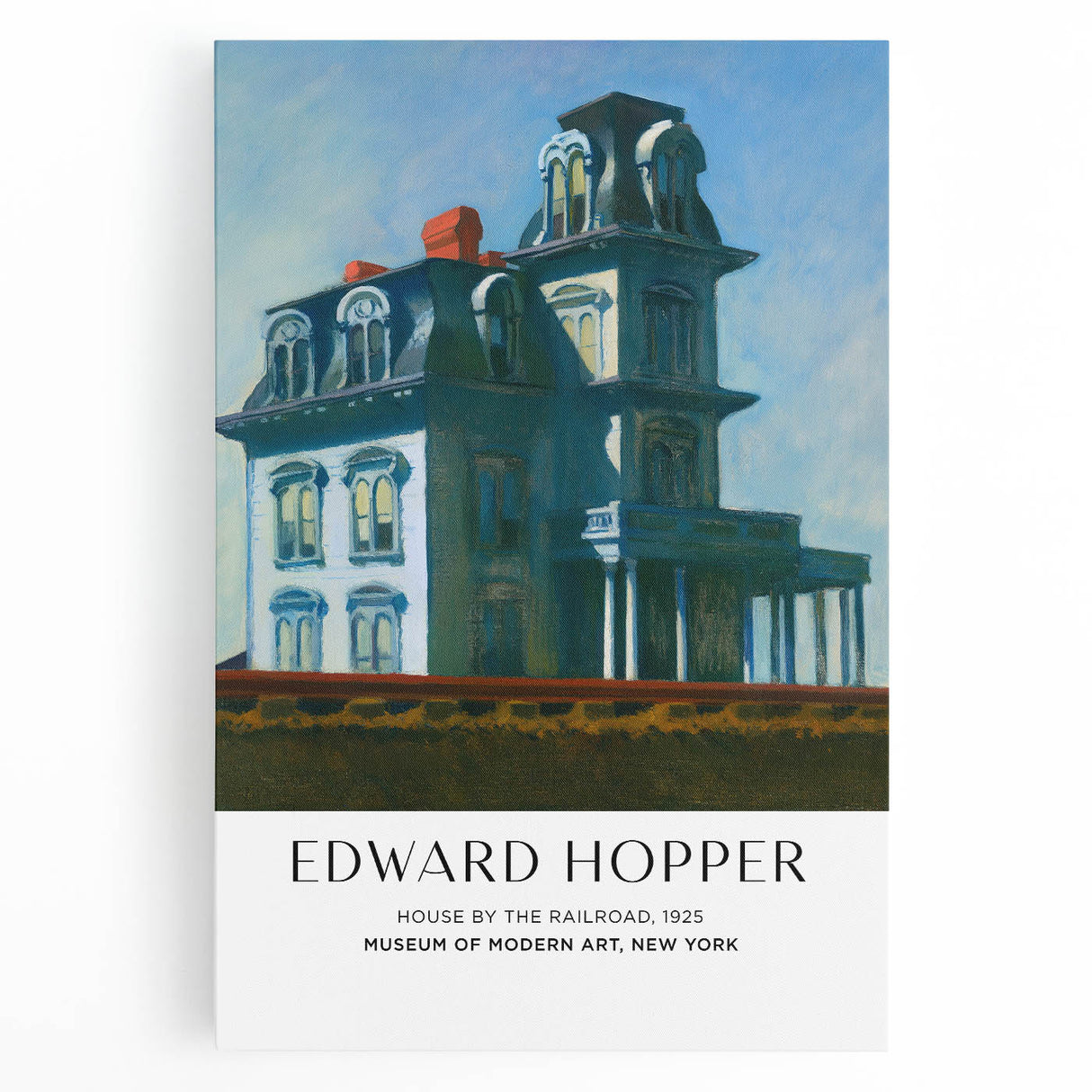 Black and white acrylic print of Edward Hopper's diner scene, ideal for kitchen wall art.